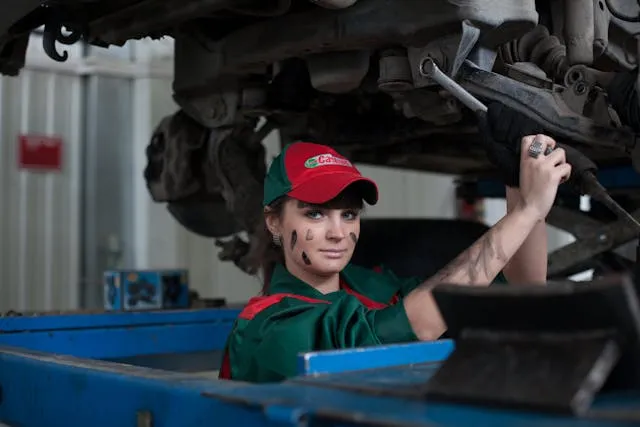 Automotive and transportation invoice templates: a mechanic working under a car