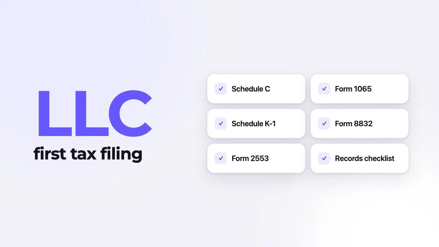 First LLC tax filing: Schedule C, Form 1065, Schedule K-1 and corporation elections