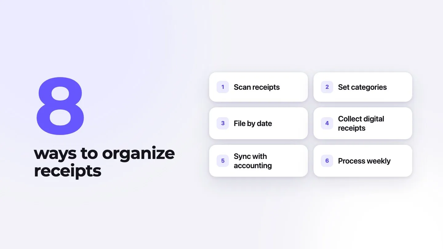 8 ways to organize receipts, including scan receipts, set categories and file by date
